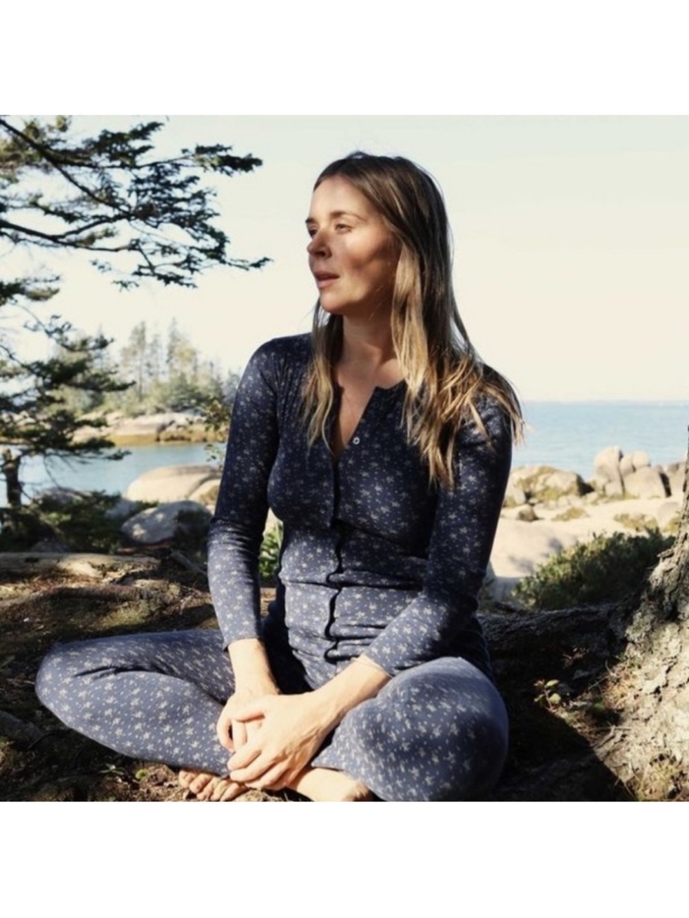 Doen MAISEY SUIT -- NAVY WINDSWEPT FLORAL Size XS Sleepwear PJS